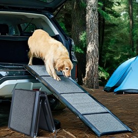 BestVida Pet Ramp (160 x 44 cm),Dog Ramp for Car, SUV & Truck, 63" Long & 17" Wide, Fold-able & Portable Pet Ramp with Non-Slip Rug Surface, Extra Wide Dog Steps for Medium & Large Dogs Up to 250LBS