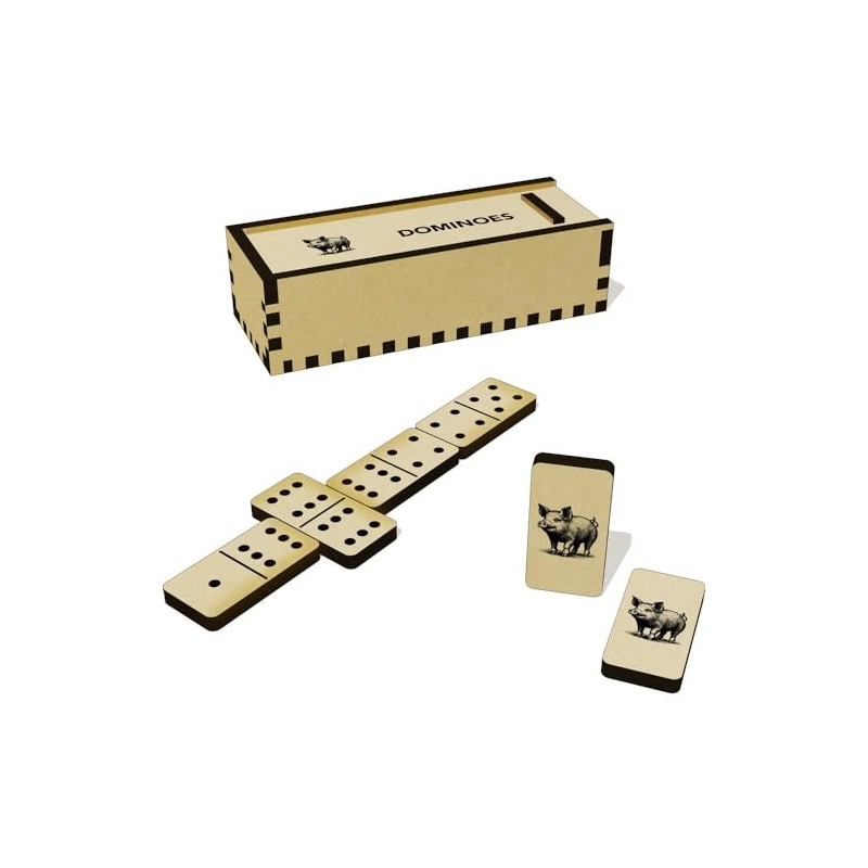 Azeeda 'Pig Illustration' Domino Set & Box (DM00041329)