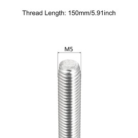 TOP-VIGOR 10Pcs M5 x 150mm Fully Threaded Rod, 304 Stainless Steel Right Hand Threads Rods, Fully Studding Rod Bar for Anchor Bolts, Clamps, Hangers and U-Bolts