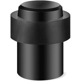 TPOHH Stainless Steel Cylindrical Floor Mount Door Stop with Soft Rubber - Heavy Duty Durable Door Stoppers Wall Protector, Black 2-3/8" Height