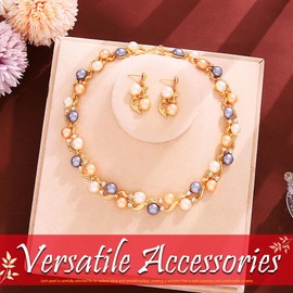 EVILD Pearl Necklaces and Earring Set Multicolor Pearl Sets for Women