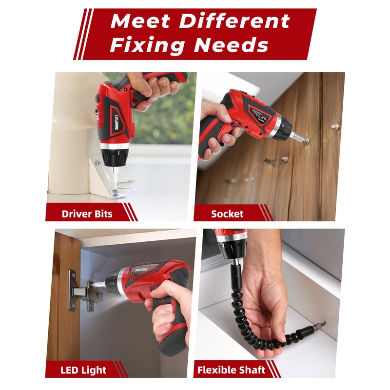 DuroFort Cordless Electric Screwdriver Set, 8V 10Nm Rechargeable Power Electric