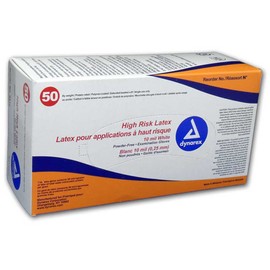 Dynarex High Risk Latex Exam Gloves, White 10 mil, Large, Box/50