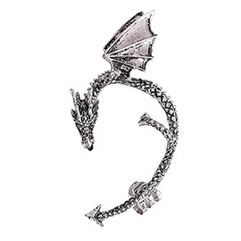 Gothic Punk Metal Dragon Earring Dragon Ear Cuff Clip Earring Retro Animal Non-Piercing Wrap Clip Earring for Women Jewelry(C)