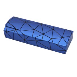 Hard Shell Light Portable Eyeglasses Case Glasses Case Spectacles Box for Sunglass Reading Glasses (Blue Lattice Pattern)
