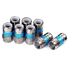 Pack of 8 Cabelcon F-56 5.1 Self Install F-Compression Connectors Blue RG6 / 7 mm NiTin