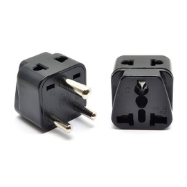 Orei 2 in 1 USA to India Adapter Plug (Type D) - 2-Pack, Black - Will Not Convert Voltage