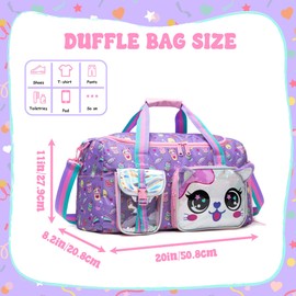 Travel Bag for Children Girls Boys Swimming Bag Kids Duffle Bag Sports Bag with Shoe Compartment Duffel Sport Carry On Weekender Kids Duffle Bag, cat
