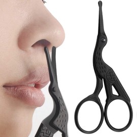 Nose Hair Scissors, Nose Hair Scissors, Eyebrow Scissors, Cosmetic Scissors, Stainless Steel Vintage Stork Nose Hair, Facial Hair, Unwanted Hair, Ear Hair, Large Handle, Black Titanium Coated Nose Hair Cutter, Nose Hair Scissors, Nose Hair Scissors, Nose