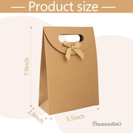 Framendino, 20 Pack Bowknot Flip Top Kraft Paper Gift Bag Handle Party Favor Packaging