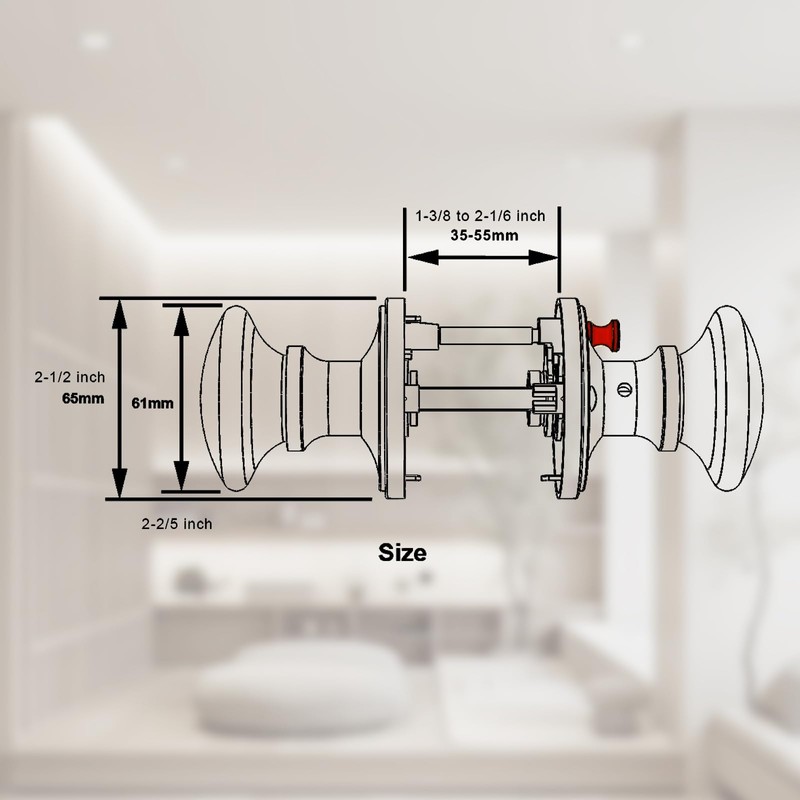 NCL White Door Knobs, Satin Nickel Keyless Door Handles, Porcelain