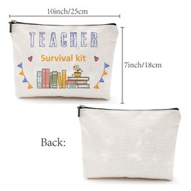 CREATCABIN Pencil case for teachers, make-up bag, cosmetic bag made of canvas, multi-purpose pen case, zip, toiletry bag, travel bag, purse, bag, large portable survival kit, 25 x 18 cm, Teacher