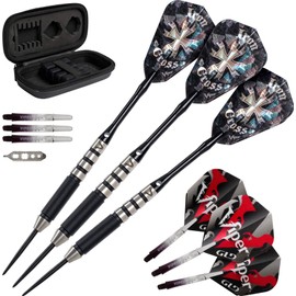 Viper by GLD Products Desperado 80% Tungsten Steel Tip Darts with Storage/Travel Case: Iron Cross, 24 Grams , Black