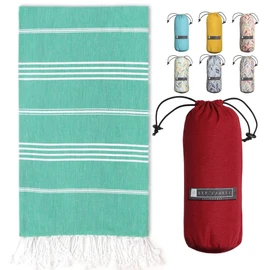 BAY LAUREL Turkish Beach Towel with Travel Bag 39 x 71 Quick Dry Sand Free Lightweight Large Oversized Beach Towel Turkish Towels Light Beach Towel Travel Towels
