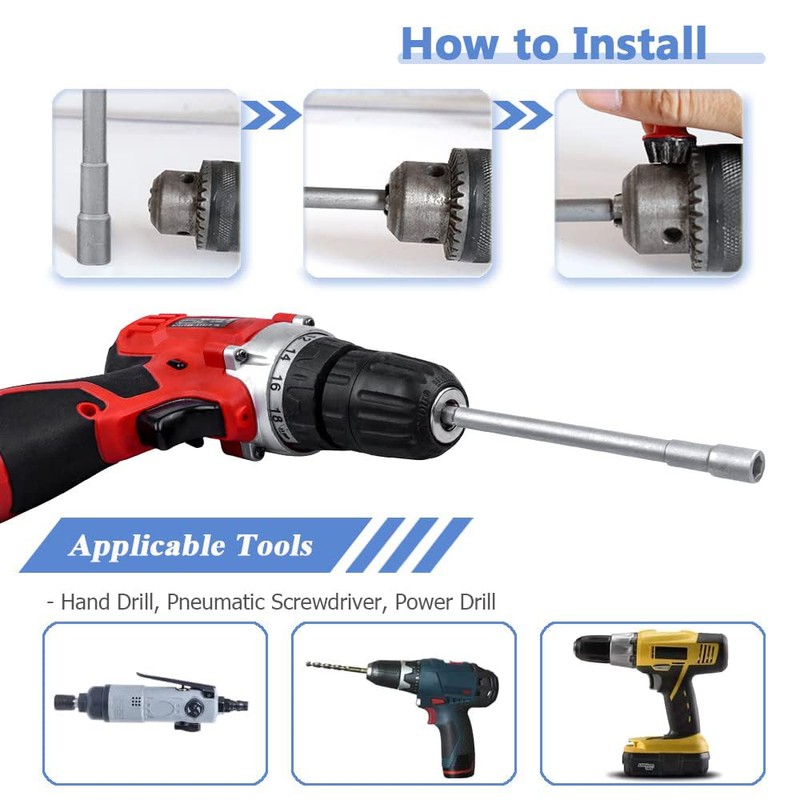 Mesee 6 Pcs Magnetic Nut Setter Driver Bits 6-Inch Extra