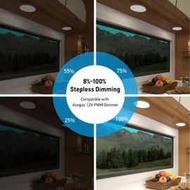 acegoo 12V LED Ceiling Dome Light, RV Interior Puck Light, 12 Volt Overhead Panel Light for Motorhome Travel Trailer Camper Van Boat, CRI 90+ Surface Mount DC 12V 6-Pack (5000K Cool White)