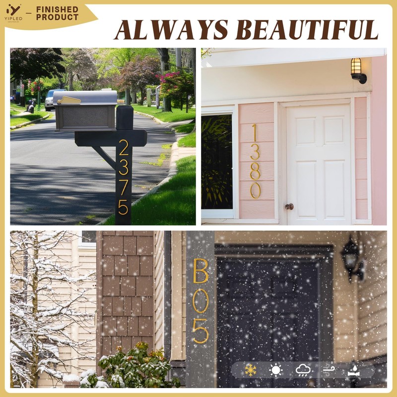 YIPLED 5 Inch House Numbers for Outside, Metal Address Number