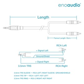 enoaudio Mogami 2534 Quad HiFi Y Audio Cable | Amphenol Gold 3.5 mm Mini Jack - Neutrik RCA | HiFi, 1.5 m