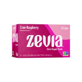 Zevia Zero Sugar Soda, Cran-Raspberry, 12 oz Cans (6-Pack) – Naturally Sweetened, Zero Calorie Sugar Free Soda - Non-GMO Project Verified, Gluten-Free, Vegan