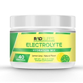 RADSUPPS - Electrolyte Hydration Mix - Premium Electrolytes Powder – No Sugar Hydration Powder - Electrolyte Drink Mix for Optimal Hydration and Recovery (40 Servings) (9.17oz, Lemon Lime)