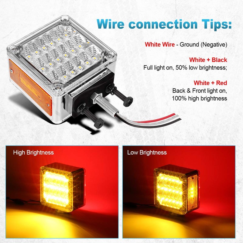 Partsam 2X Square Double Face LED Pedestal Light Cab Fender