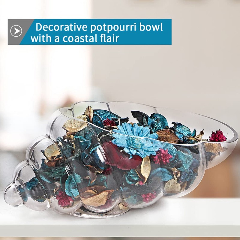 MDLUU Glass Shell Vase, 10-Inch Seashell Potpourri Holder, Decorative Conch