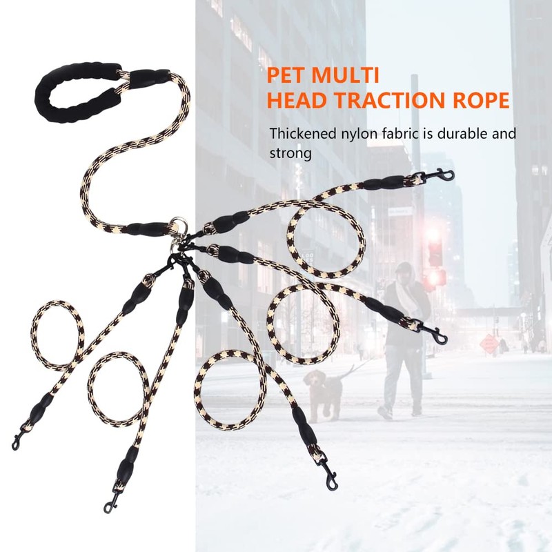 Five Dog Leash,Comfortable Five Dog Leash with Reflective,360 Swivel No