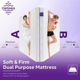 Gelsea Lavender Soft & Firm Flippable Mattress, Gel Infused Memory Foam, Bamboo Charcoal, Twin, 8 Inch
