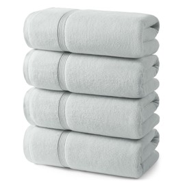 ecolook Bath Towels Set of 4,100% Cotton,27 x 55 Inches,Quick-Drying & Absorbent,Soft,Lightweight Towels for Bathroom,Shower,Spa, Gym & Hotel,Grey