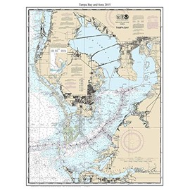 Tampa Bay and Area 2015 Nautical Map Florida - Custom Print 80000 11412 - Reprint