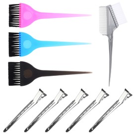 Kare & Child 9-Piece Set Hair dye and styling set - 3 individual brushes, 1 hair dye comb brush, 5 hair clips - for balayage, highlights, foils, microbraids, keratin treatment - DIY, salon use