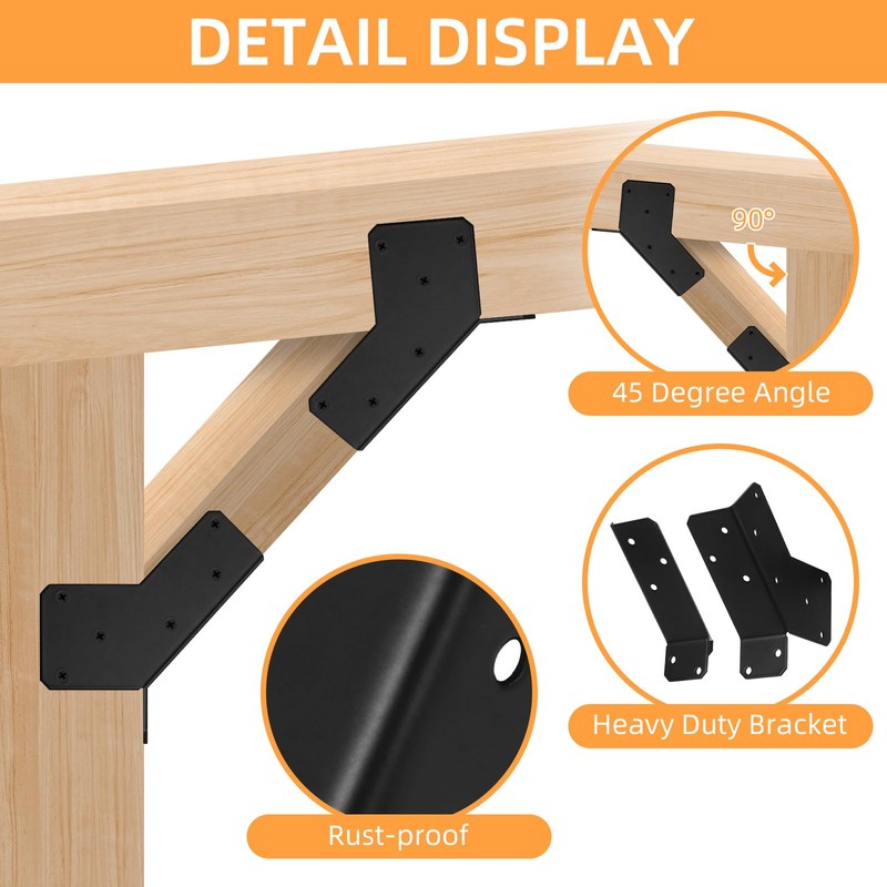 2 Pairs 45-Degree Angle Bracket, Adjustable Heavy Duty Connector Brace