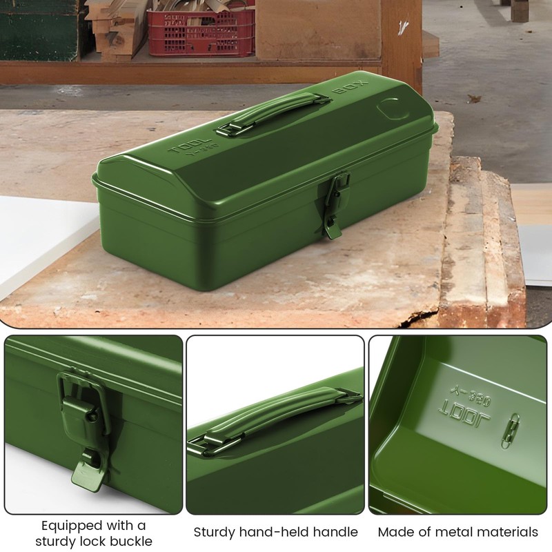 15 Inch Metal Tool Box with Lock - Portable Heavy