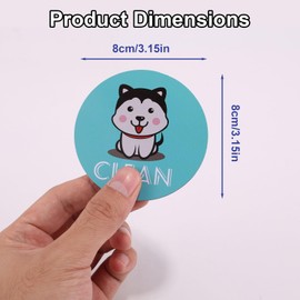 Folding Magnet Clean Dirty Sign for Dishwasher, Double Sided Funny Dog Motif Reversible Clean Dirty Magnetic Indicator for Kitchen Refrigerator Laundry Room Home Decoration