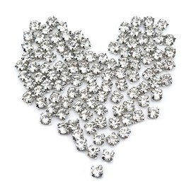 INSPIRELLE 5mm Clear White 864pcs Crystal Glass Sew on Silver Claw Rhinestones for Crafts Clothes Wedding Dress (6 gros)