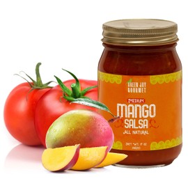 Green Jay Gourmet Mango Salsa - Mango-Flavored Fruit Salsa - Medium Heat Picante Salsa - Gourmet Salsa Sauce with No Preservatives - Gluten-Free, MSG-Free, Small Batch Mango Salsa Dip - 17 Ounces