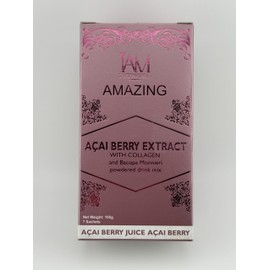 IAM WORLDWIDE Amazing Acai Berry Extract with Collagen and Bacopa Monnieri Powdered Drink Mix (7 sachet/box)