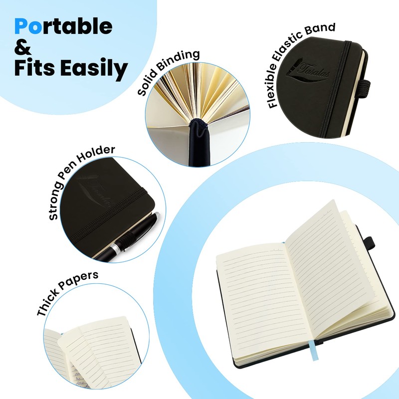 Tasalas Pocket Notebook Portable A6 Notebooks with Inner Pocket and