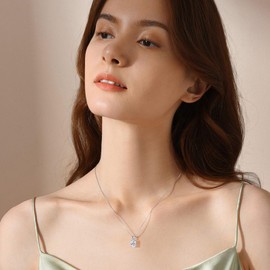 YQWHKJ Sterling Silver Moissanite Necklace for Women, 2CT Radiant Cut D Color VVS1 Diamond Pendant 18"+2" White Gold Perfect Jewelry Gifts for Birthday Wedding Christmas