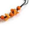 Avalaya Orange Shell and Wood Beads with Black Cotton Cord