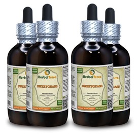 Sweetgrass (Hierochloe odorata) Tincture, Dried Braids Liquid Extract (Brand Name: HerbalTerra, Proudly Made in USA) 4x4 fl.oz (4x120 ml)