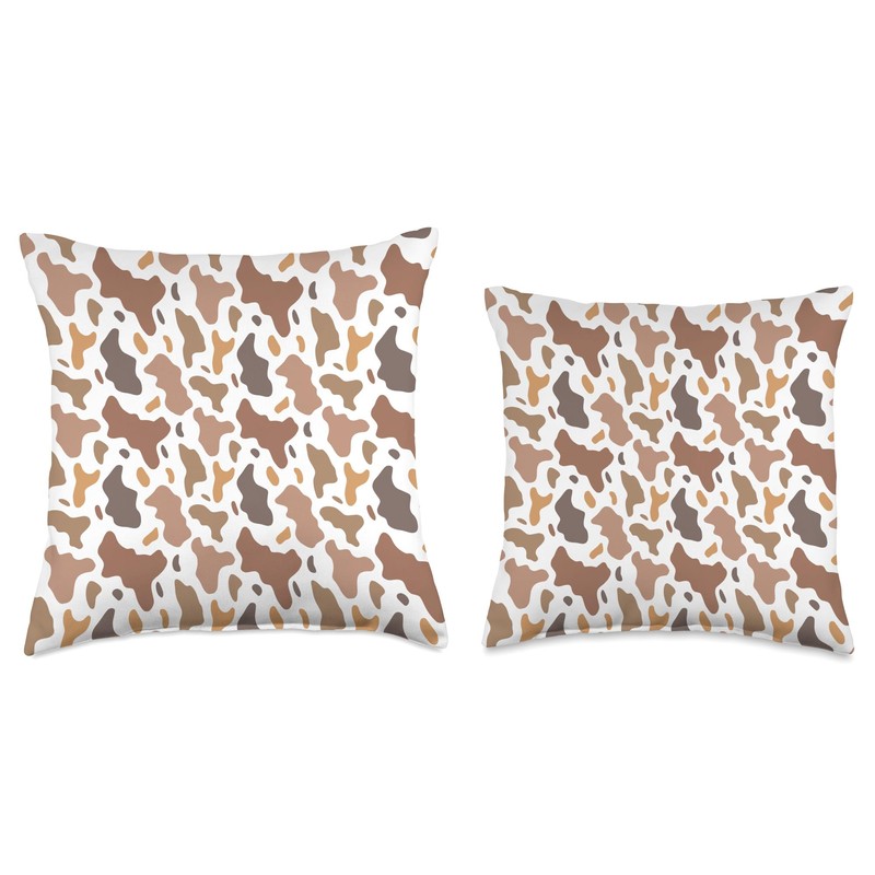 Cow Print Animal Pattern Mixed Brown Throw Pillow