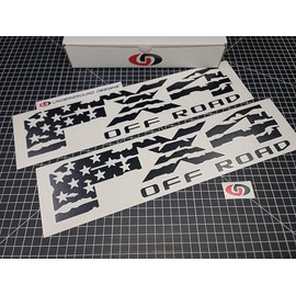 FX4 Decals (2-Pack) American Flag Off Road 4x4 Bedside Fender Stickers Fits F150 F250 F350 (Gloss Blackout)
