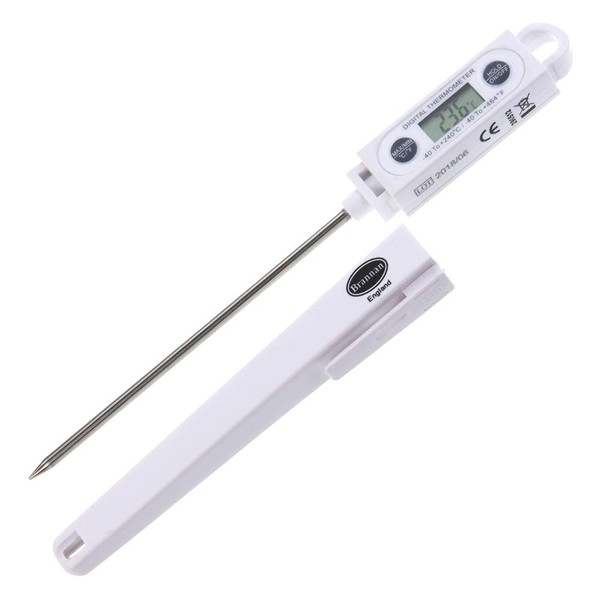 Brannan Digital Food Probe Thermometer and 2 Point Traceable Calibration Certificate Digital - Max Min Food Thermometer for Fast Temperature Monitoring - Ideal or Meat and Liquids