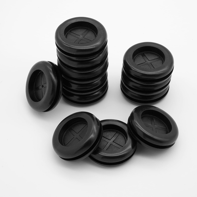 Semrien 24 Pcs 1-1/2 inch Rubber Grommet, Black Wire Grommet