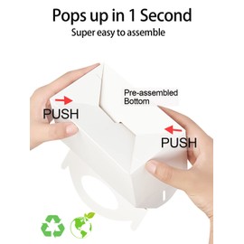 Happyhiram Party Favor Boxes White 12 Pcs, Small Treat Boxes with Handles 6 Inch Gable Candy Boxes Paper Gift Bags for Kids Birthday Baby Shower Bridal Shower and Wedding, 1 Count (Pack of 12)