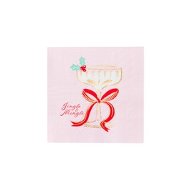 Bonjour Fete Christmas Spirits Paper Party Cocktail Napkins | 3-Ply Fancy Napkins | Festive Holiday Supplies for Christmas, Holiday Parties, and Seasonal Celebrations | Pack of 20, 5" Folded