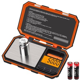 UNIWEIGH Digital Gram Scale, 200g/0.01g Precision Scales Electronic Mini Scales for Powder, Coins, Jewellery, Herbs, Food, 6 Units, LCD Display, Tare, Auto Off, with 50 g Calibration Weight