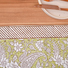 Perilla Home - Camino de mesa rectangular con estampado de bloques 100% algodón, decorativo para el hogar, cocina, comedor, fiesta, baby shower, boda, despedida de soltera, primavera y verano, iris de