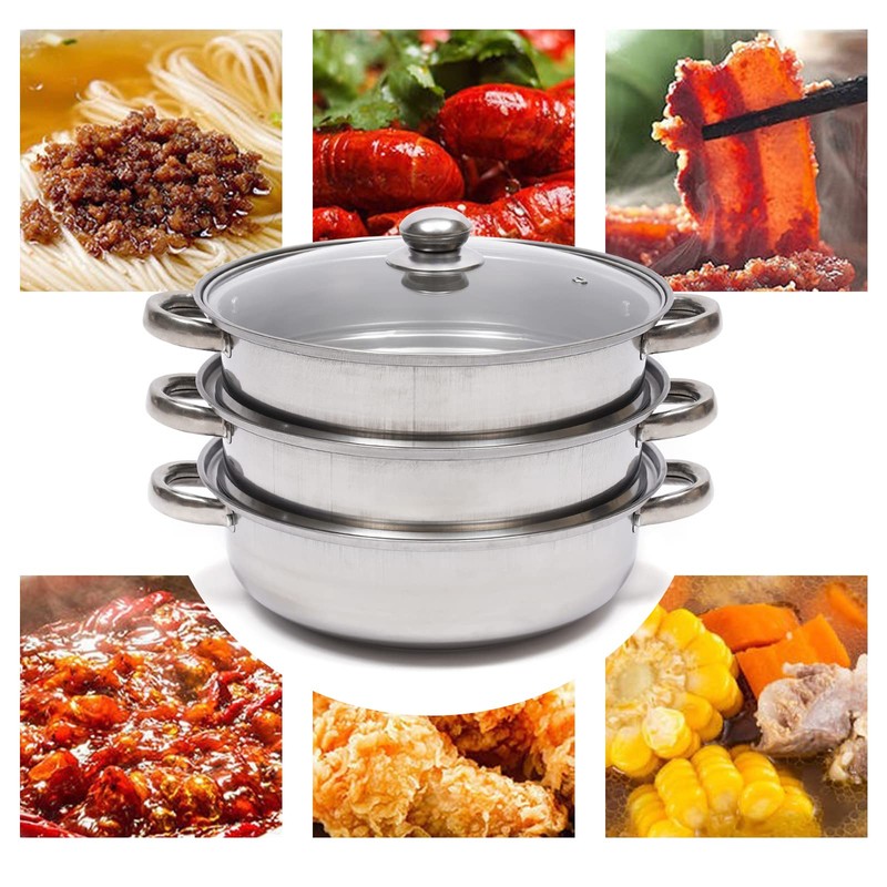 3 Tier Stainless Steel Steamer, Pot Food Steamer Cooker Steam